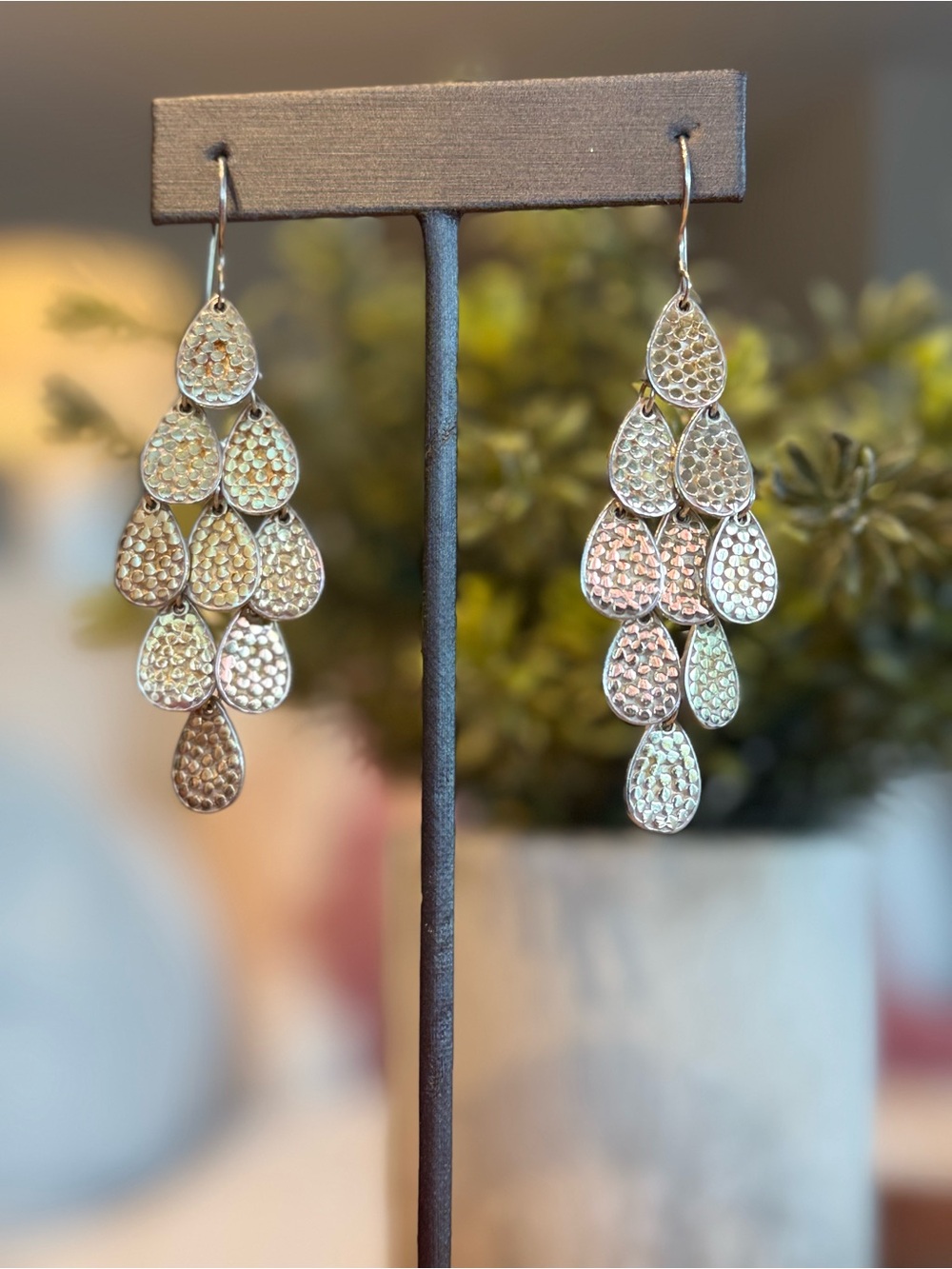Anna Beck Two-Tone Silver and Gold Teardrop Cascade Earrings